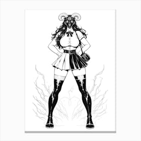 Demonic Babe Gothic Succubus Schoolgirl B Leinwandbild