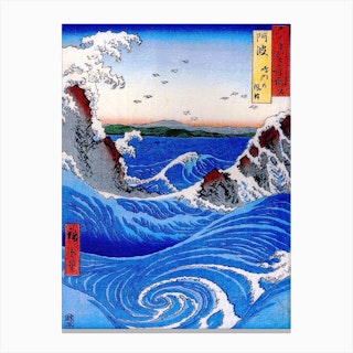 Awa Province Stormy Sea At The Naruto Rapids 1853 By Ando Or Utagawa Hiroshige Canvas Print