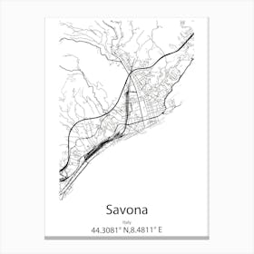 Savona,Italy Minimalist Map Canvas Print