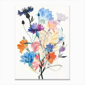 Cornflower 1 Collage Flower Bouquet Canvas Print