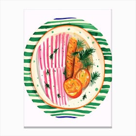 A Plate Of Cucumbers, Top View Food Illustration 4 Canvas Print
