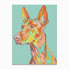 Rainbow Doberman Dog Line Illustration Canvas Print