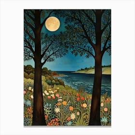 William Morris Full Moon Over The Sea 1 Canvas Print