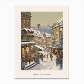 Vintage Winter Poster Prague Czech Republic 1 Canvas Print