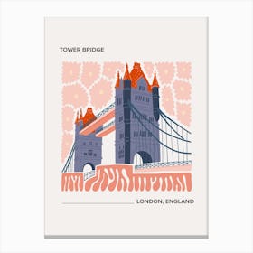 Tower Bridge   London, England, Warm Colours Illustration Travel Poster 2 Canvas Print