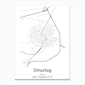 Omurtag,Bulgaria Minimalist Map Canvas Print