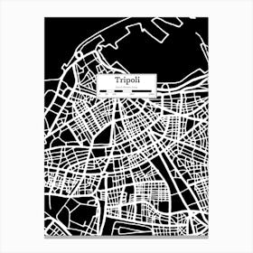 Tripoli (Libya) City Map — Hand-drawn map, vector black map Canvas Print