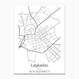 Lagkadas,Greece Minimalist Map Canvas Print