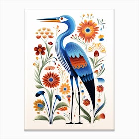 Scandinavian Bird Illustration Great Blue Heron 7 Canvas Print