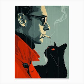 Man With A Cat 2 Canvas Print