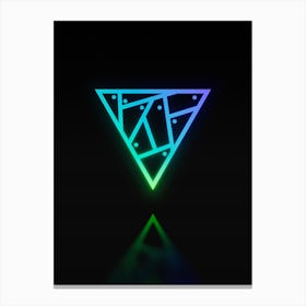 Neon Blue and Green Abstract Geometric Glyph on Black n.0044 Canvas Print
