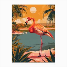 Greater Flamingo Camargue Provence France Tropical Illustration 7 Canvas Print