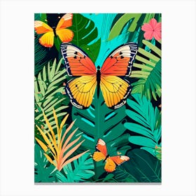 Colourful Butterfly Jungle v4 Canvas Print