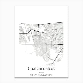 Coatzacoalcos,Mexico Minimalist Map Canvas Print