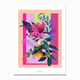 Bergamot 2 Neon Flower Collage Poster Canvas Print