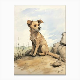 Storybook Animal Watercolour Dingo Canvas Print