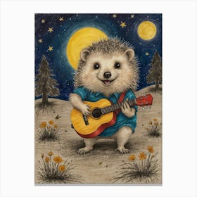 Hedgehog Playing Guitar 29 Canvas Print