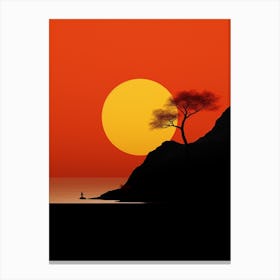 Sunset With A Tree Canvas Print