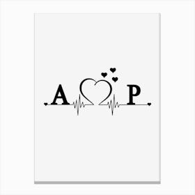 Personalized Couple Name Initial A And P Canvas Print