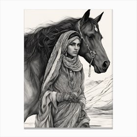 Woman With A Horse Canvas Print
