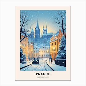 Winter Night  Travel Poster Prague Czech Republic 4 Canvas Print