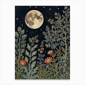 Moonlight In The Garden Style William Morris Canvas Print