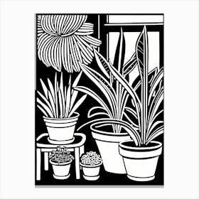 Lion cut inspired Black and white Garden plants & flowers art, Gardening art, 236 Canvas Print