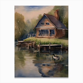 House By The Water Wall Art Above Tv Canvas Print