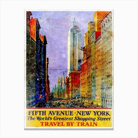 Vintage Travel Poster ― Fifth Avenue New York Canvas Print