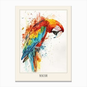 Macaw Colourful Watercolour 4 Poster Canvas Print