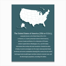 United States Of Usa map Canvas Print