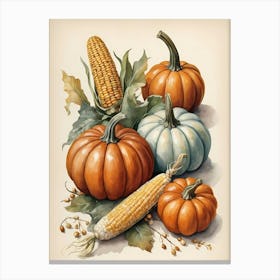 Holiday Illustration With Pumpkins, Corn, And Vegetables (5) Canvas Print
