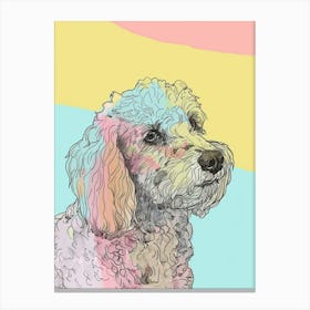Pastel Curly Dog Line Illustration 2 Canvas Print