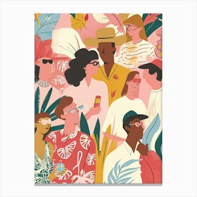 Illustration Of People In A Tropical Setting Canvas Print