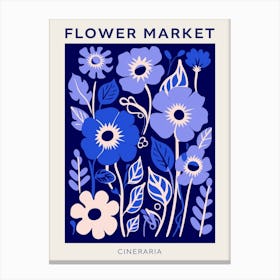 Blue Flower Market Poster Cineraria 1 Canvas Print