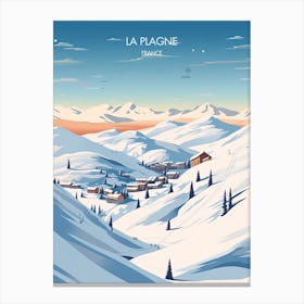 Poster Of La Plagne   France, Ski Resort Illustration 2 Canvas Print