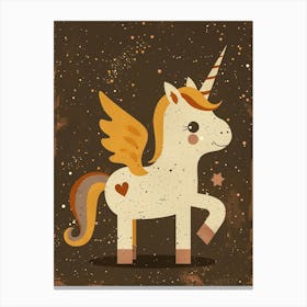 Unicorn Pegasus With Wings Cute Kids Muted Pastel 3 Canvas Print