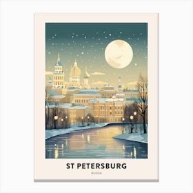 Winter Night  Travel Poster St Petersburg Russia 1 Canvas Print