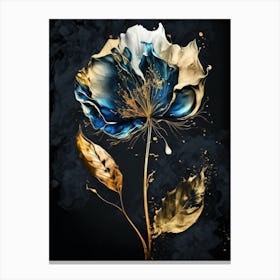 Elegant Blue And Gold Flower Canvas Print