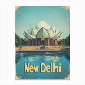 Aihrgdesign A 1970s Inspired Travel Poster For New Delhi 3 Canvas Print