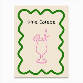 Pina Colada Doodle Poster Green & Pink Canvas Print