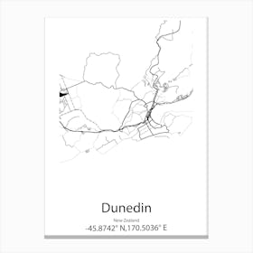 Dunedin,New Zealand Minimalist Map Canvas Print