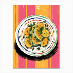 A Plate Of Pumpkins, Autumn Food Illustration Top View 43 Canvas Print