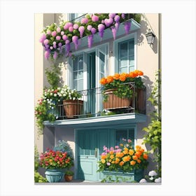 Flowers In The Balcony Canvas Print