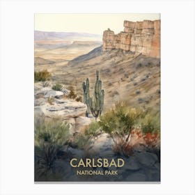 Carlsbad National Park Watercolour Vintage Travel Poster 2 Canvas Print