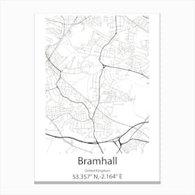 Bramhall,United Kingdom Minimalist Map Canvas Print