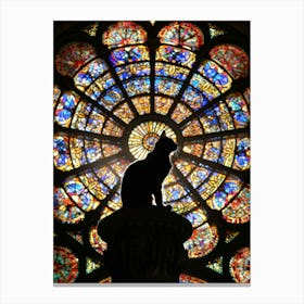 Cat In Stained Glass Window 16 Canvas Print