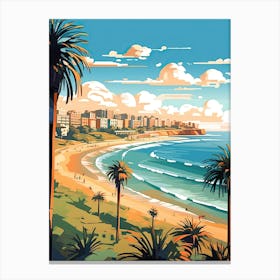 Bondi Beach, Australia, Flat Illustration 3 Canvas Print