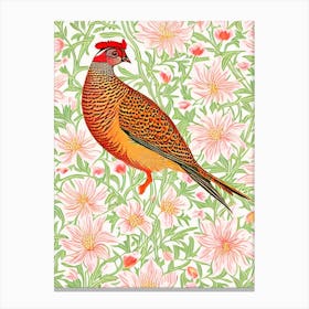 Pheasant William Morris Style Bird Canvas Print
