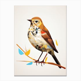 Colourful Geometric Bird Hermit Thrush 4 Canvas Print